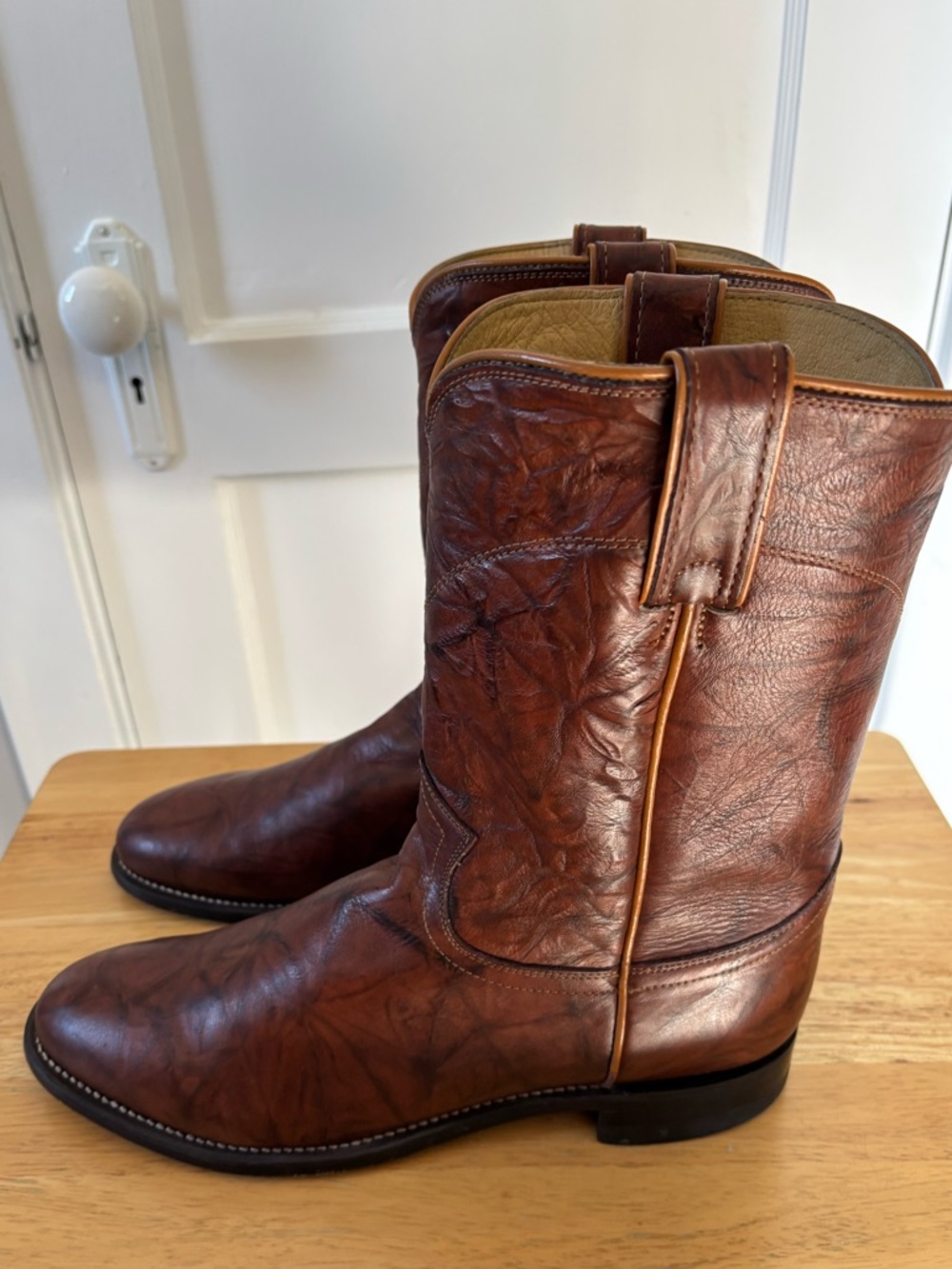 Justin Boots Men's Distressed Brown Leather Western Boots 9.5 - Picture 2 of 6